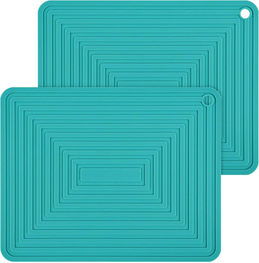 Silicone Trivets for Hot Dishes, Pots and Pans, Heat Resistant Mats for Quartz Countertops, Set of 2 Teal