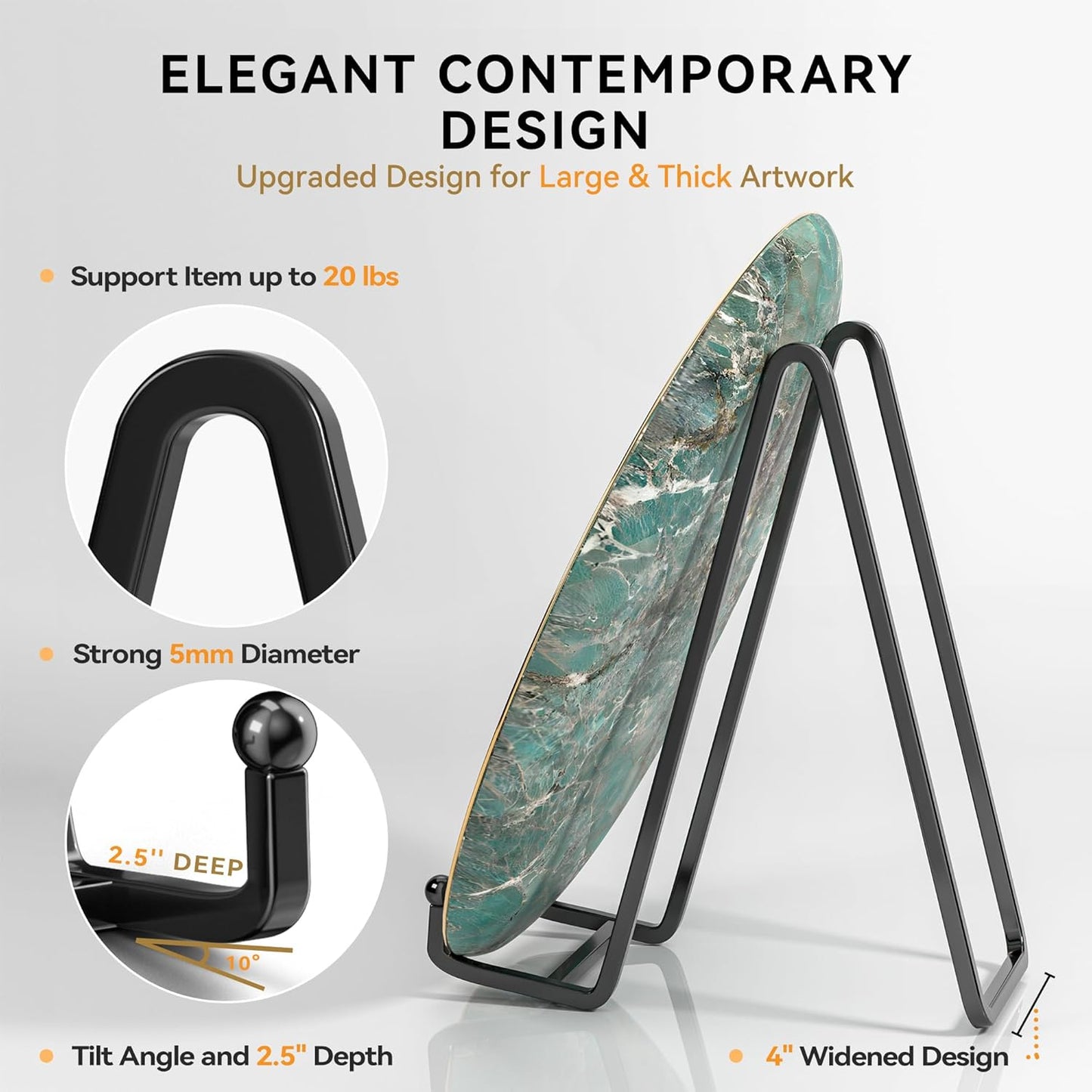 4 Pack 10 Inch Large Plate Stands for Display - Metal Square Wire Plate Holder Display Stand + Picture Stand for Book, Platter, Plaque, Photo Easel