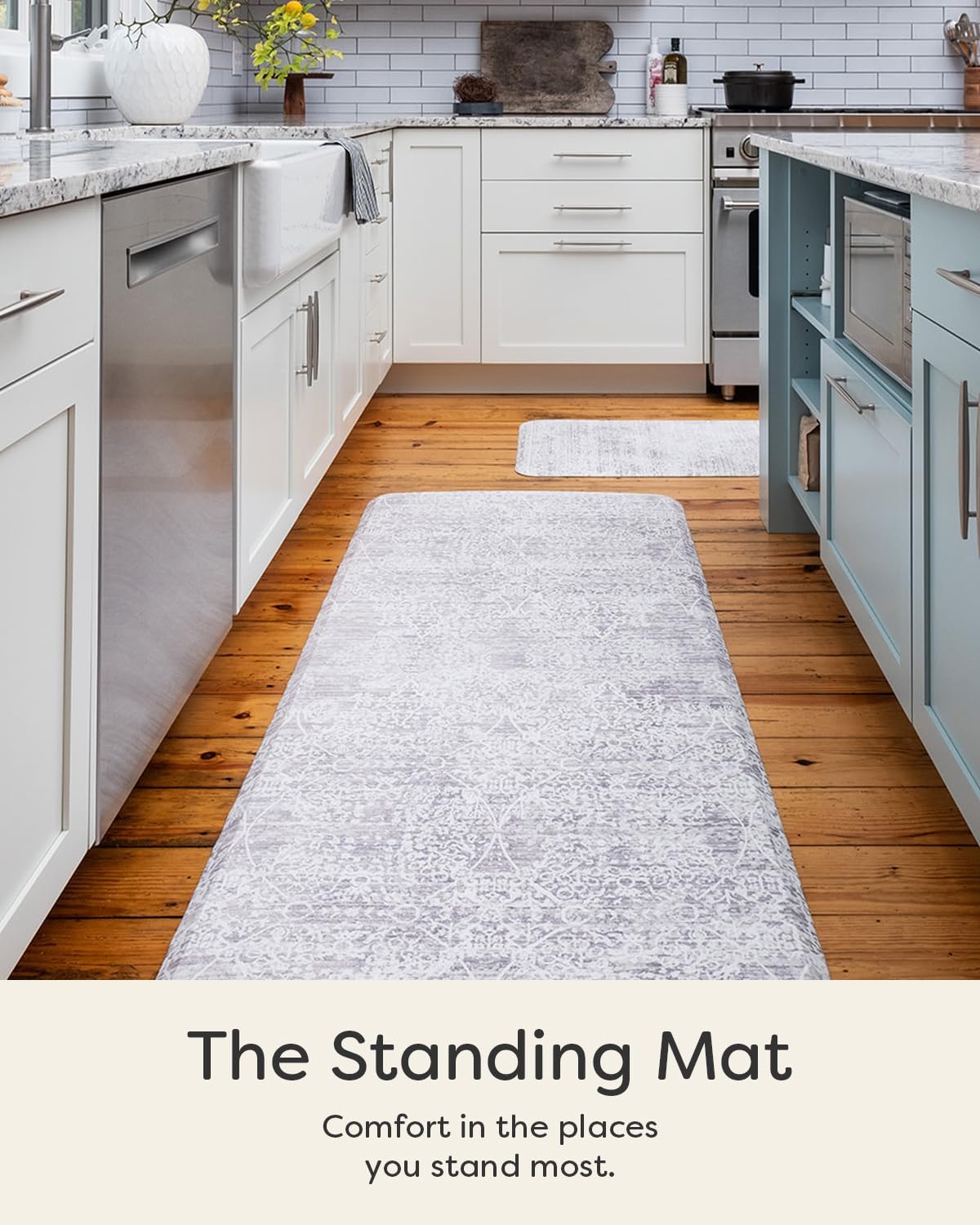 House of Noa Nama Standing Mat – Anti-Fatigue Cushioned Kitchen Mats for Floor | Ergonomic Bounce-Back Foam Kitchen Mats | Anti-Fatigue Mats for Kitchen & Standing | Minerals Quartz | 30" x 108"