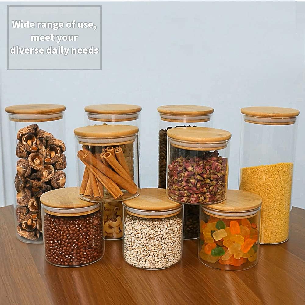 Glass Coffee Bean Container, 52.36 FL OZ (1550 ML), [Thickened Version] 77L Glass Food Storage Jar with Airtight Seal Bamboo Lid - Clear Food Storage Canister for Serving Tea, Coffee, Spice and More