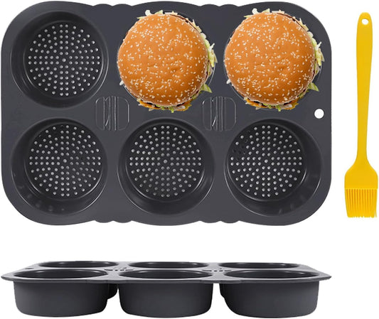 Silicone Bread Loaf Pan with Oil Brush, Nonstick Sourdough Loaf Pan, Silicone Molds for Baking English Muffins, Hamburger, Whoopie Pies, Egg bites, Corn Bread, Tarts