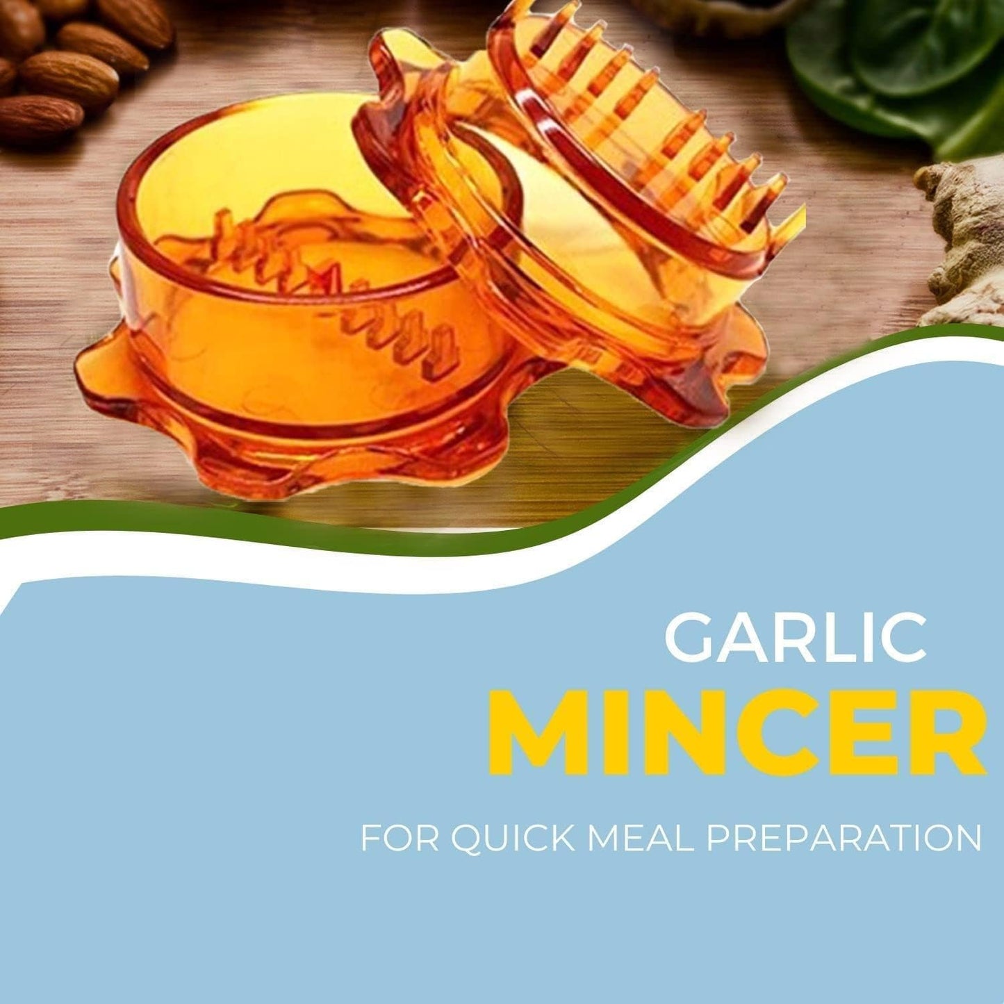 Angel’s Peel Lounge Garlic Mincer, Manual Garlic Grinder for Quick Meal Preparation - Kitchen Tools for Mincing Garlic, Ginger, Herbs, Nuts (Orange)
