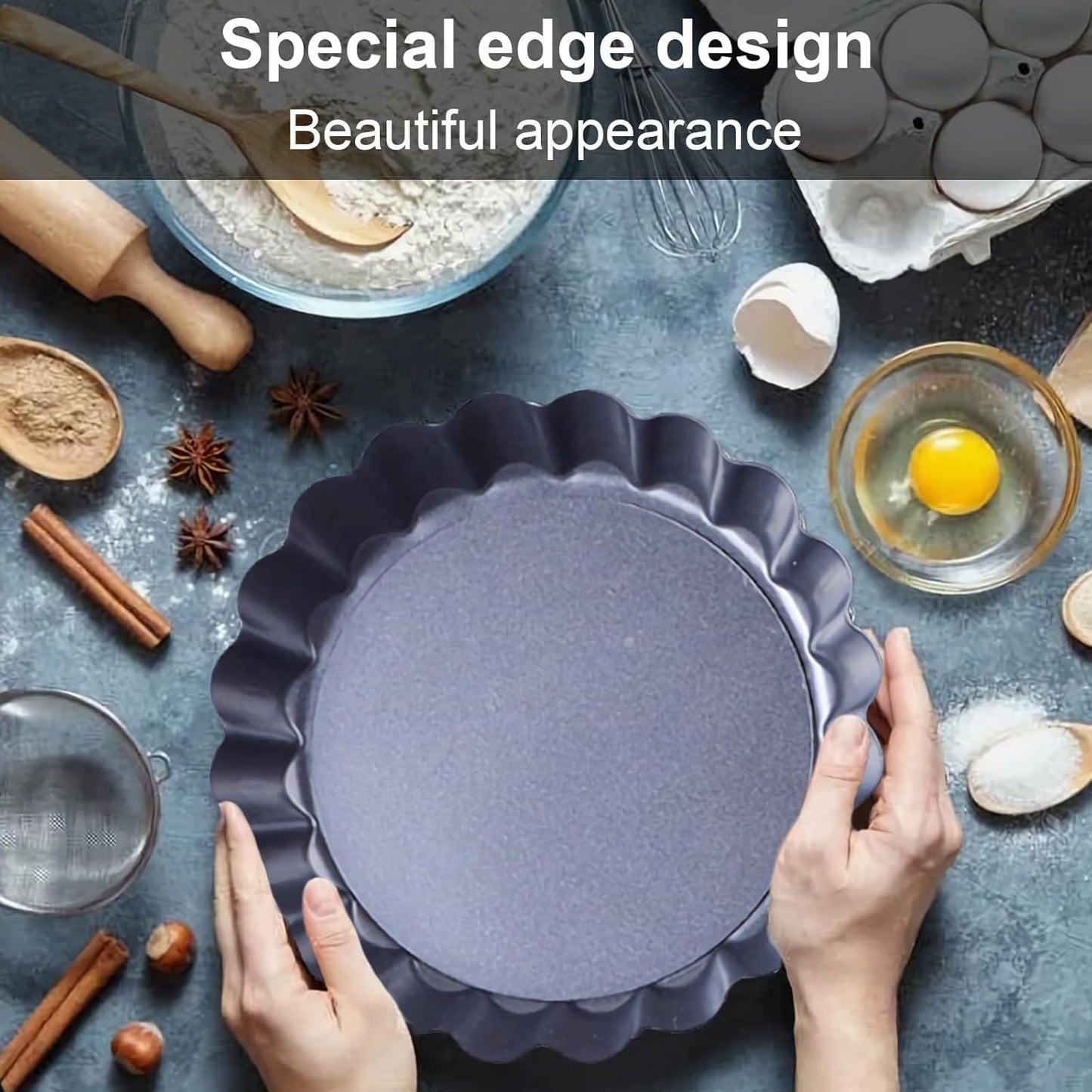 Metal Tart Pan，Tart Pans with Removable Bottoms，Tart Pans for Baking (10 Inch + 4 Inch)