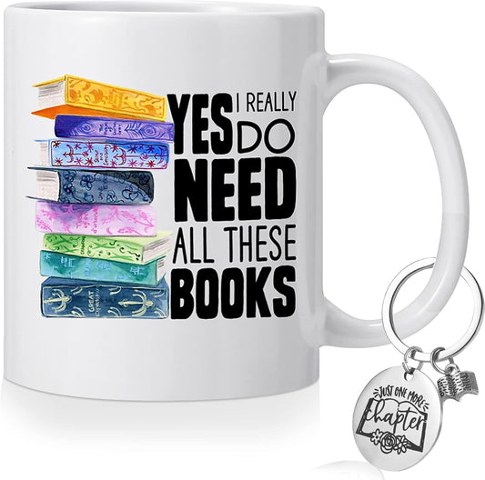 NOVWANG Book Lovers Mug Gifts, Bookish Gifts Librarian Mug Funny Coffee Mugs for Women Men Tea Cup Christmas Birthday Present for Book Lover Readers Writers with Key chain 11 oz