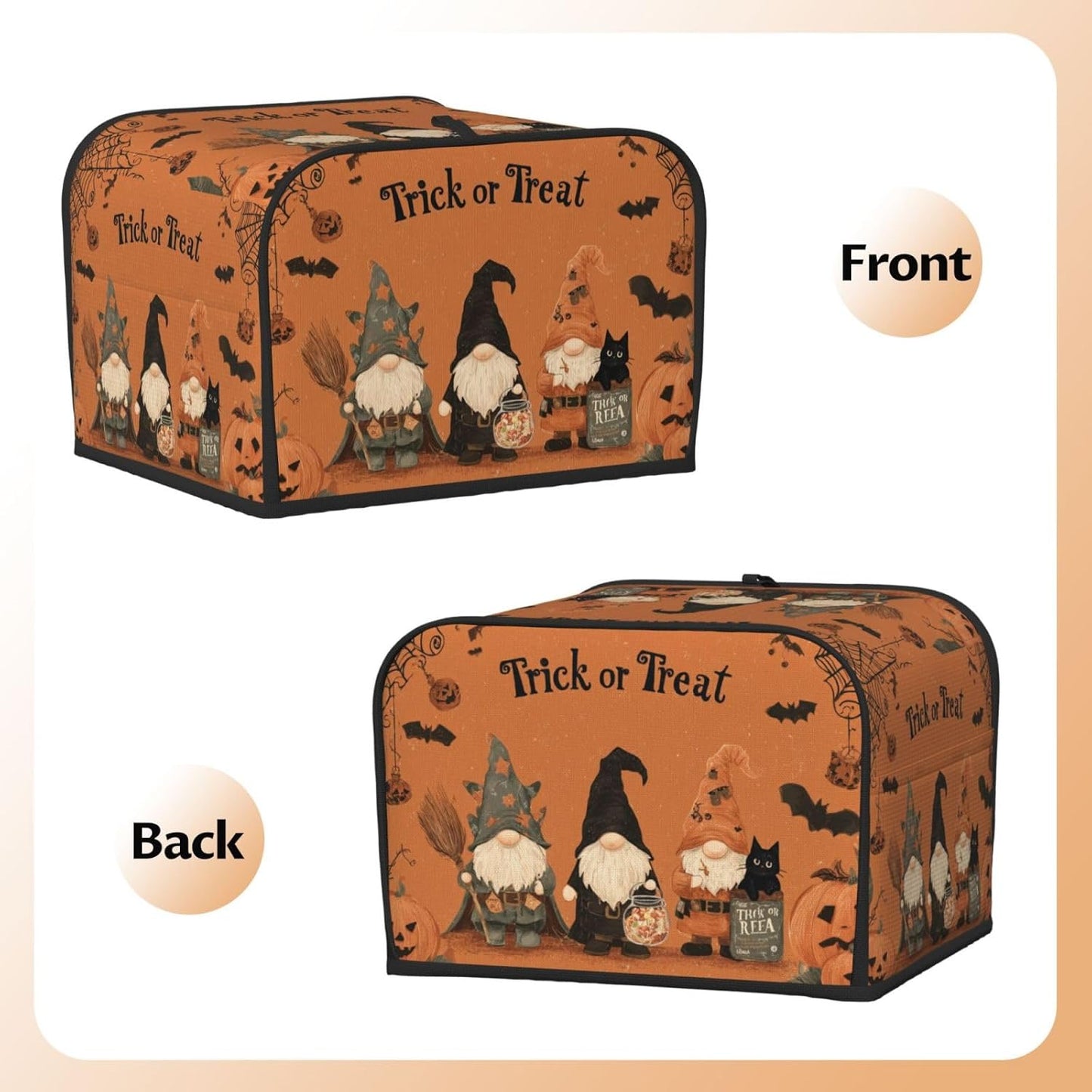 Toaster Cover 4 Slice Gnomes Halloween Pumpkin Kitchen Small Appliance Covers with Pockets Dust and Fingerprint Protection