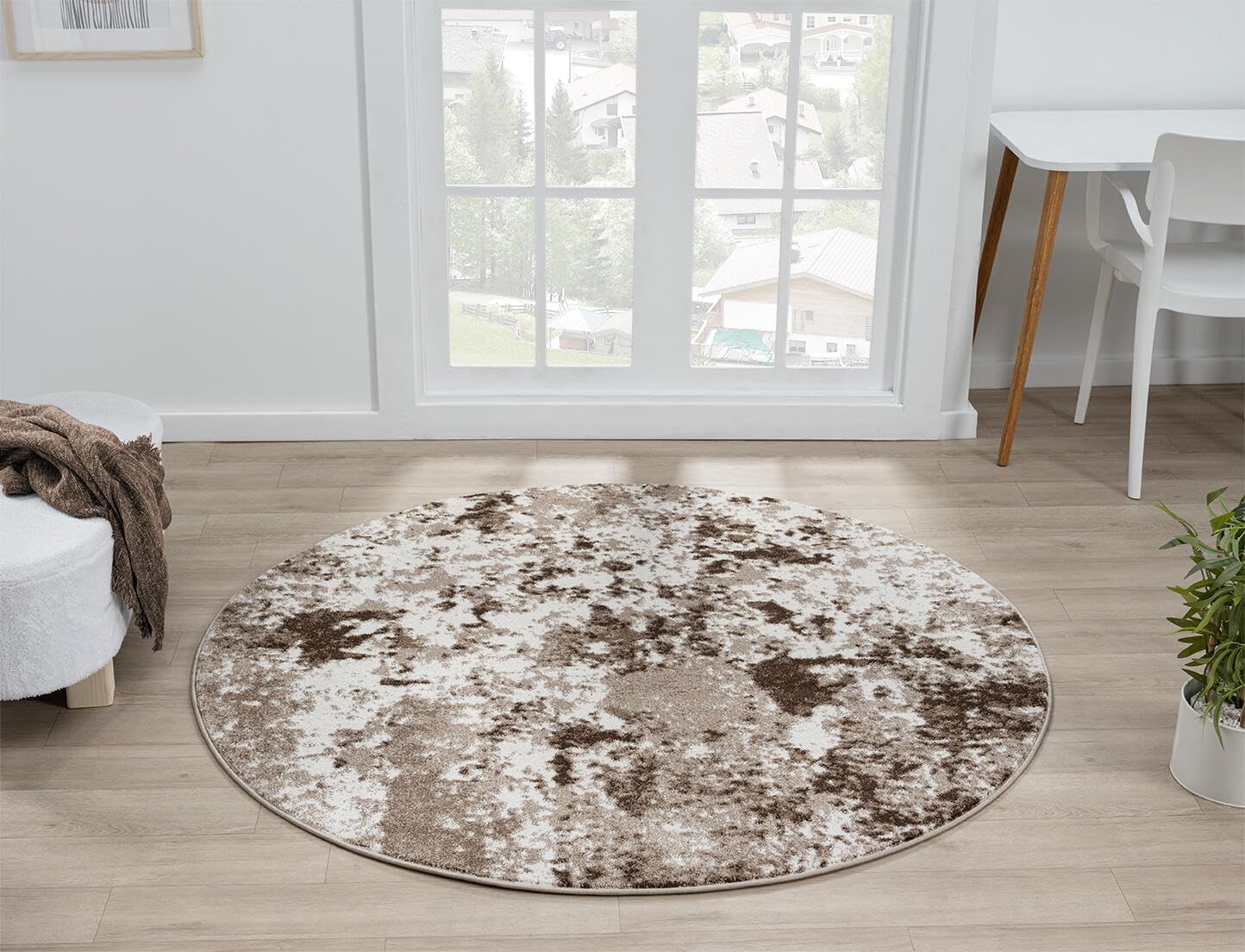 Keen Home Design Area Rugs - 5ft Round Non-Shedding, Abstract Rugs for Kitchen, Living Room, Bedroom, Dining Room, Entryway - Size: 5'3" Round, Multi