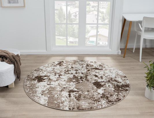 Keen Home Design Area Rugs - 5ft Round Non-Shedding, Abstract Rugs for Kitchen, Living Room, Bedroom, Dining Room, Entryway - Size: 5'3" Round, Multi