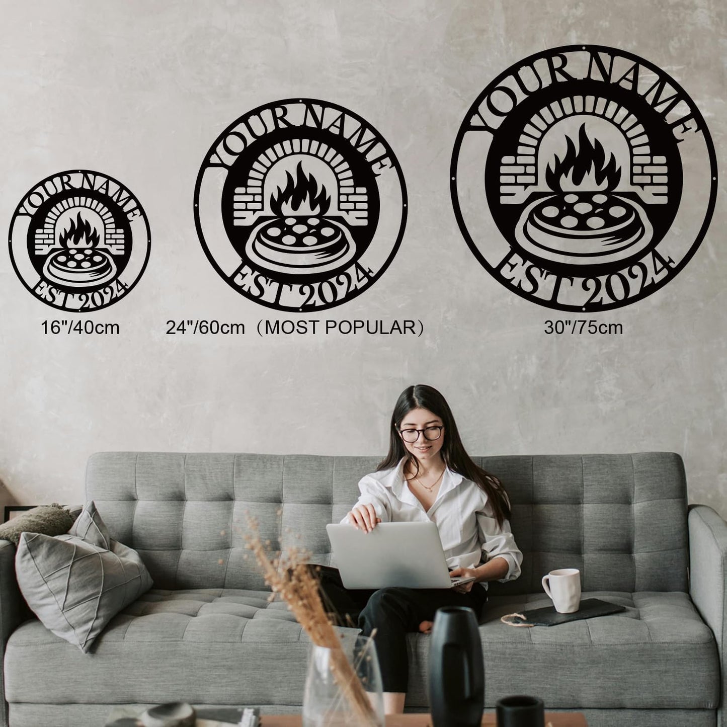 magilab Personalized Pizza Metal Sign, Custom Kitchen Wall Decor for Home & Outdoor, Food Lover Gift(Style E)