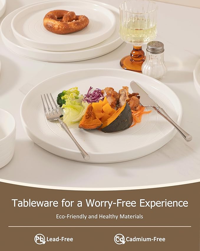 Dinnerware sets plates and bowls sets modern plates stoneware dinnerware set Plates and Bowls Set for 4, 12 Pieces Dishes,Microwave and Dishwasher Safe Tableware (style - 1, 4 - Set (12pcs))