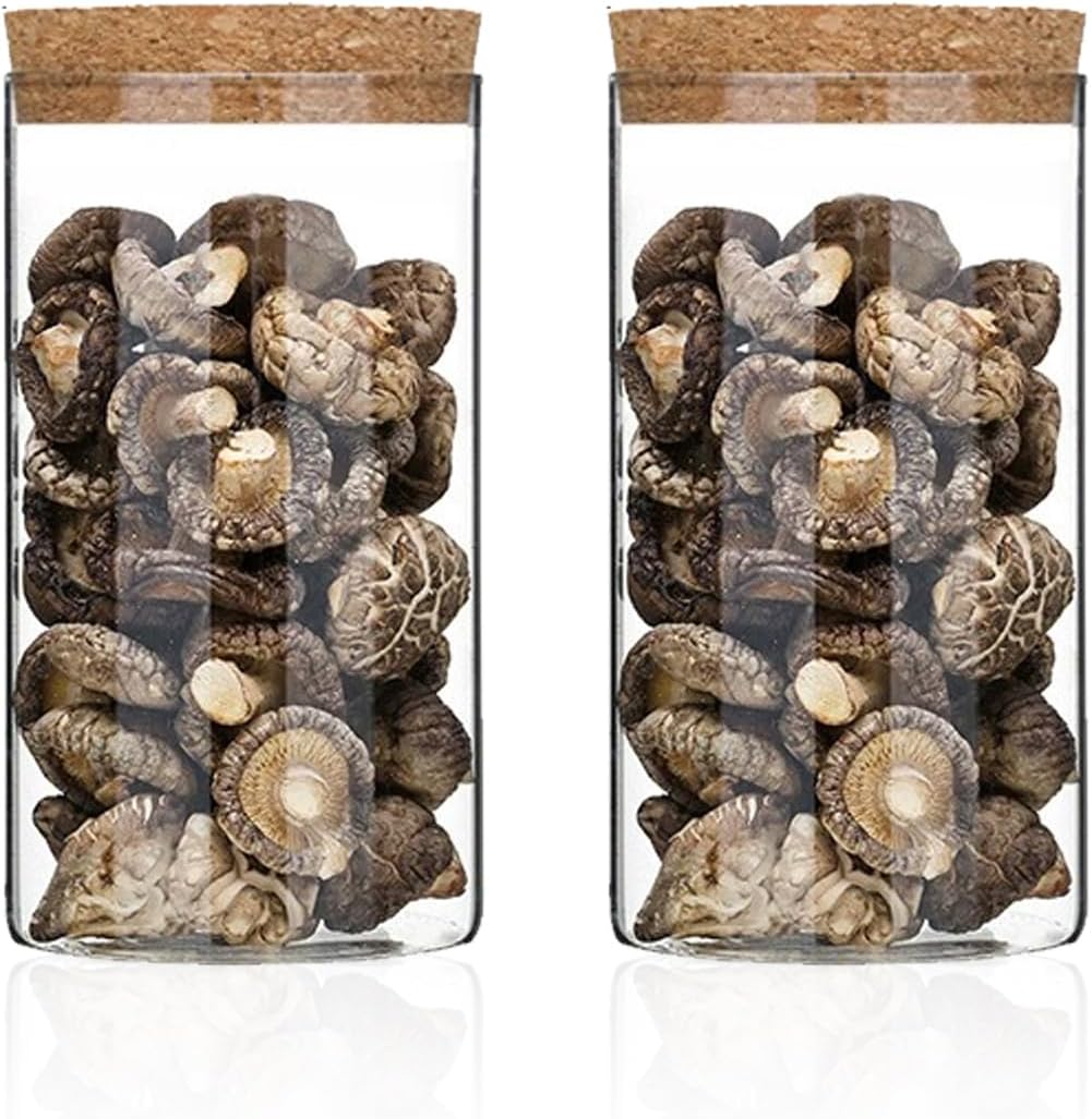 Airtight Glass Storage Containers with cork Lid, for Kitchen Pantry Organization and Storage jar，Ideal for Coffee Beans Snacks Flour Cereal Sugar Tea 24oz. (Circular 5.9 * 3.3in*2pcs)