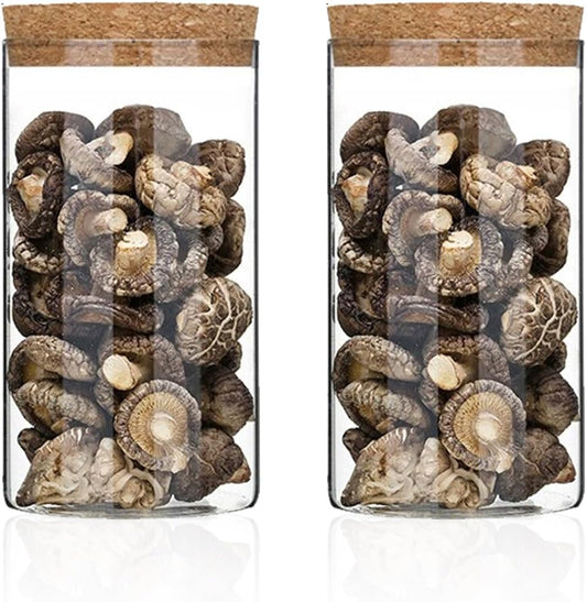 Airtight Glass Storage Containers with cork Lid, for Kitchen Pantry Organization and Storage jar，Ideal for Coffee Beans Snacks Flour Cereal Sugar Tea 24oz. (Circular 5.9 * 3.3in*2pcs)