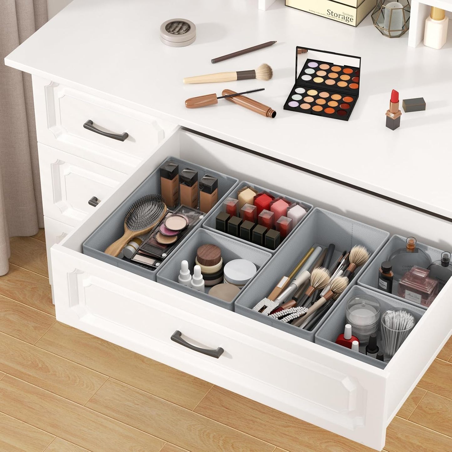 DIMJ Drawer Organizer Clothes Storage - 24 Pack Baby Dresser Organizer for Nursery, Foldable Closet Drawer Organizer Bins for Bedroom Organization, Fabric Storage Dividers for Socks, Underwears, Bras