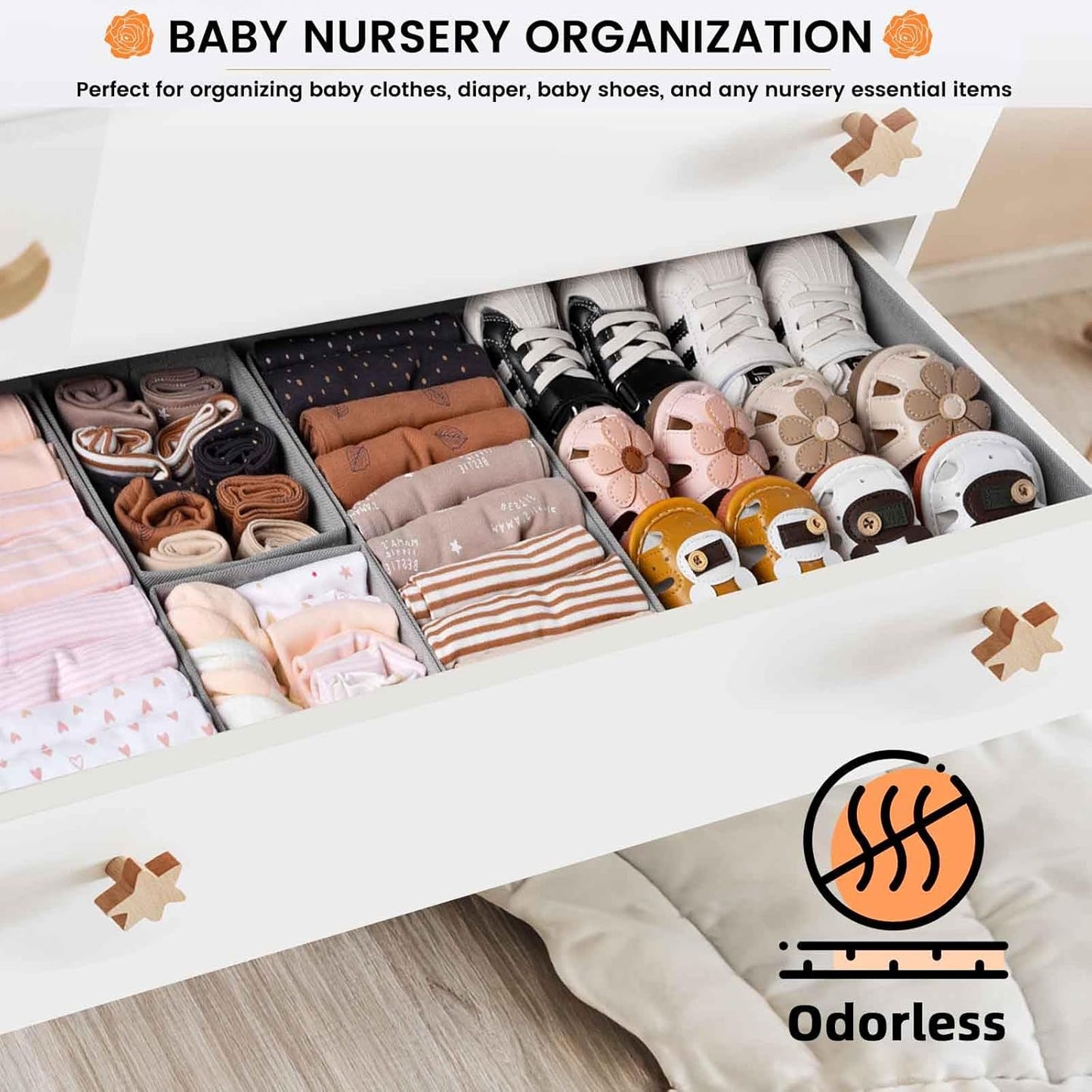 【FAMILY PACK】Drawer Organizer Clothes, 20 Pack Dresser Organizer Bins for Baby Clothes - Underwear Bra Sock Organizer - Fabric Closet Organization and Storage Dividers for Nursery Bedroom Dorm