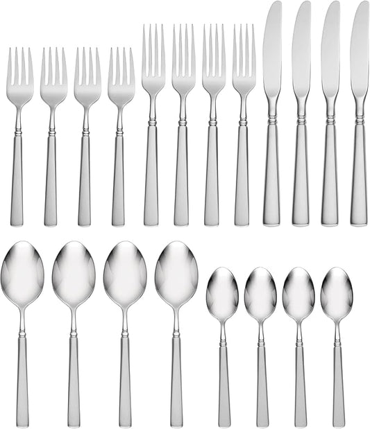 Oneida 2624020A Satin Easton 20-Piece Fine Flatware Set, Service For 4, Satin Finish Handles