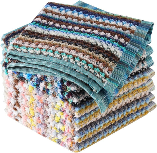 Oeleky Kitchen Dishcloths for Washing Dishes, Ultra Absorbent Dish Rags, Cotton Cleaning Cloths Pack of 8, 12x12 Inches