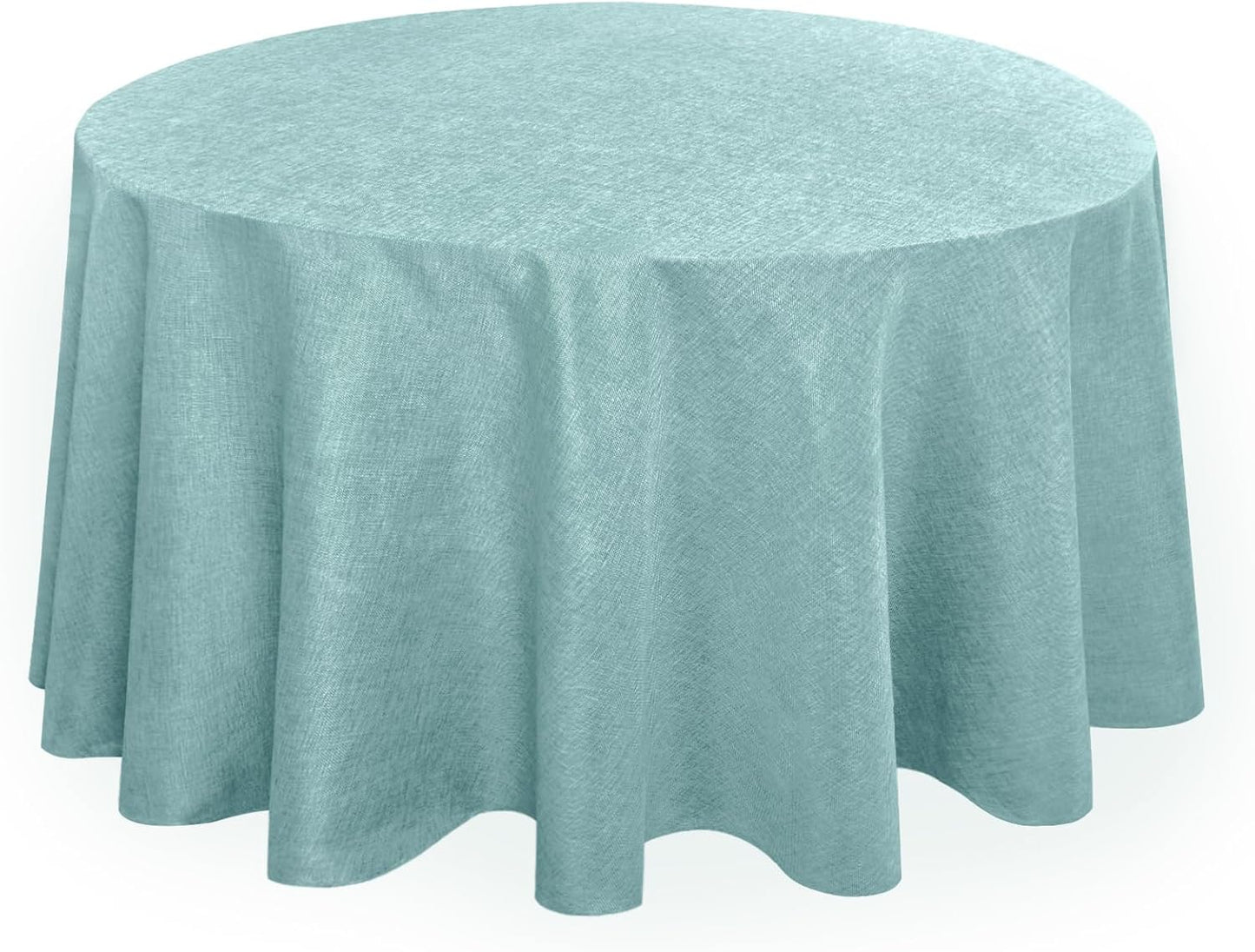 Hiasan Round Tablecloth 108 Inch Linen - Wrinkle and Stain Resistant Washable Polyester Fabric Table Cloth for Dining Room Kitchen Party, Aqua
