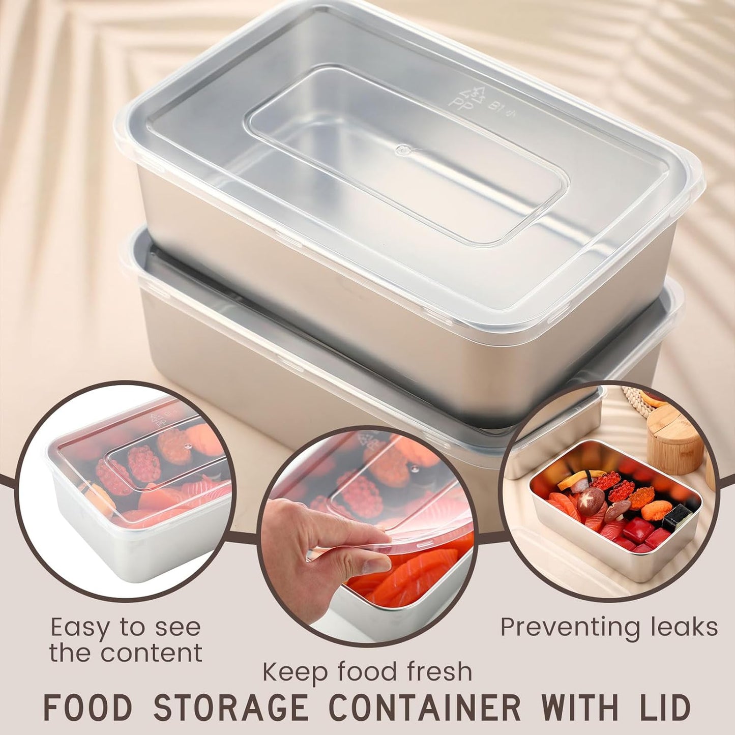 12 Pcs Stainless Steel Food Storage Containers with Lids, 54 oz Metal Freezer Containers, Lightweight Stackable Easy Open Reusable Meal Prep Box for Kitchen Picnic Oven Dishwasher Safe