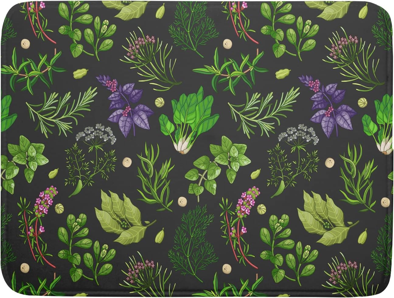 Herbs Dish Drying Mat for Kitchen Counter 18 X 24 Inch Microfiber Absorbent Dish Draining Mats Extra Large Green Plant