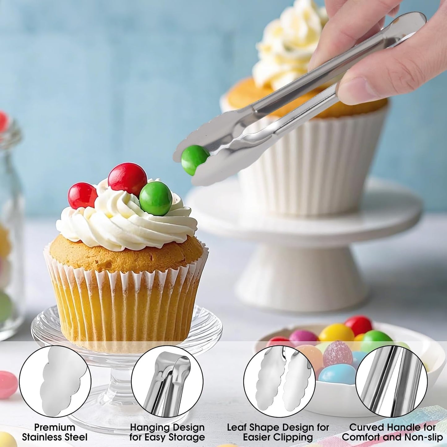 Tongs, Small Tongs for Serving Food Buffet Salad Cooking Metal Food Grade Kitchen Cooking Utensils Stainless Steel