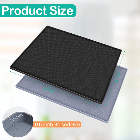 Waterproof Under Sink Mat 28" x 19", Silicone Cabinet Liner, Rubber Protector for Kitchen and Bathroom, Keeps Cabinets Clean, Dry, and Organized (Black)