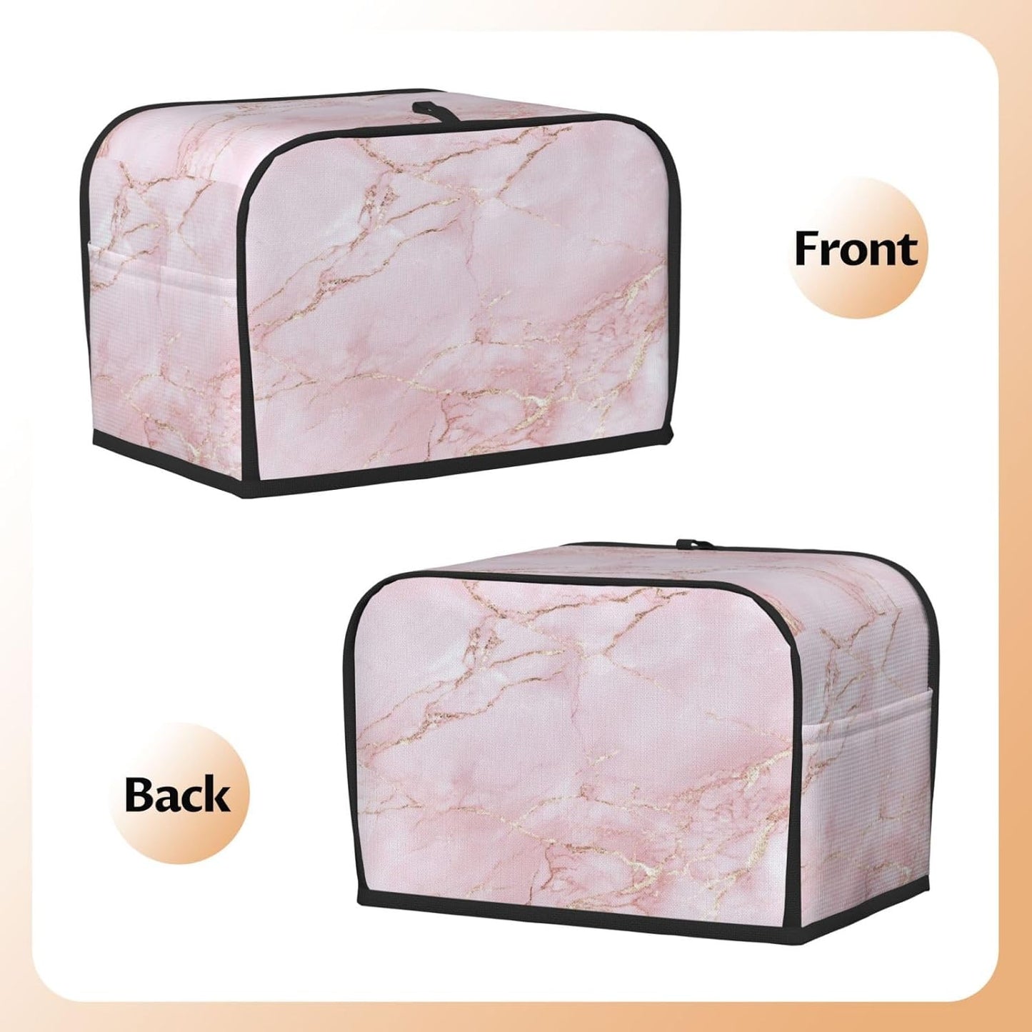 Toaster Cover 2 Slice Light Pink Marble Art Kitchen Small Appliance Covers with Pockets Dust and Fingerprint Protection