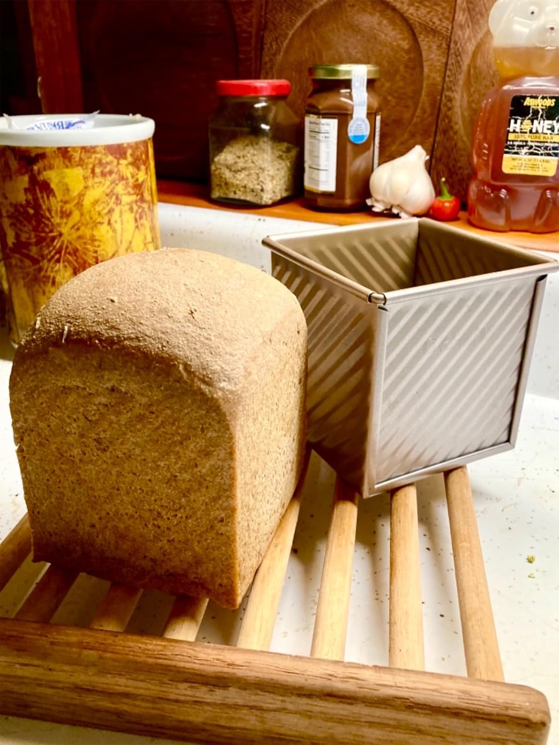 2 mini Pullman bread pans with lids, 0.55Lb non stick rectangular flat toaster box, 3.9x4.7x4.3 inches for oven baking (champagne gold)