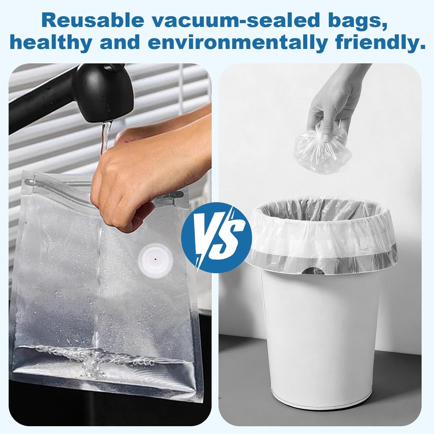 Vacuum Sealer Bags with Air Valve,8 PCS 10"×11" Reusable Vacuum Seal Bags，BPA-Free Heavy Duty Food Storage Bags for Food Storage, Cooking.