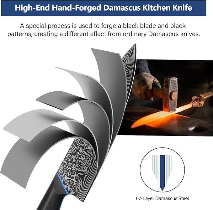 3PCS Kitchen Knife Set, Ultra Sharpe Chef Knife Set Forged of 67-Layer Japanese Damascus Steel, Premium Knives Set Professional Sharp Knives Set with G10 Handle