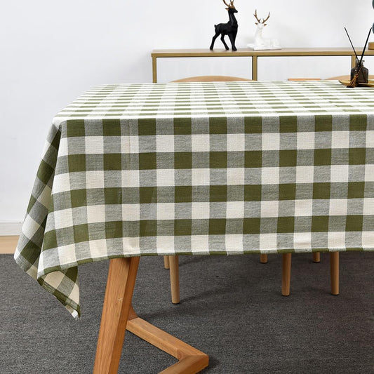 Gingham Tablecloth Rectangle Table Cloth Heavy Duty Cotton Checkered Table Cover for Spring Picnic Kitchen Dining(C-Sage Green, 52x52 inch)