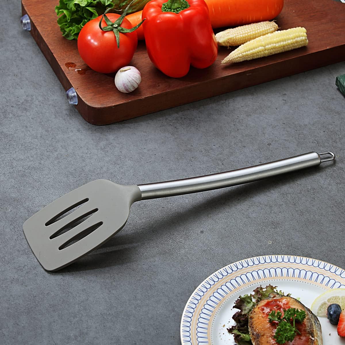 Berglander Spatulas, Non-stick Silicone Slotted Turner Turner For Cooking, Kitchen Spatula Barbecue Spatulas, Dishwasher Safe, Easy to Clean