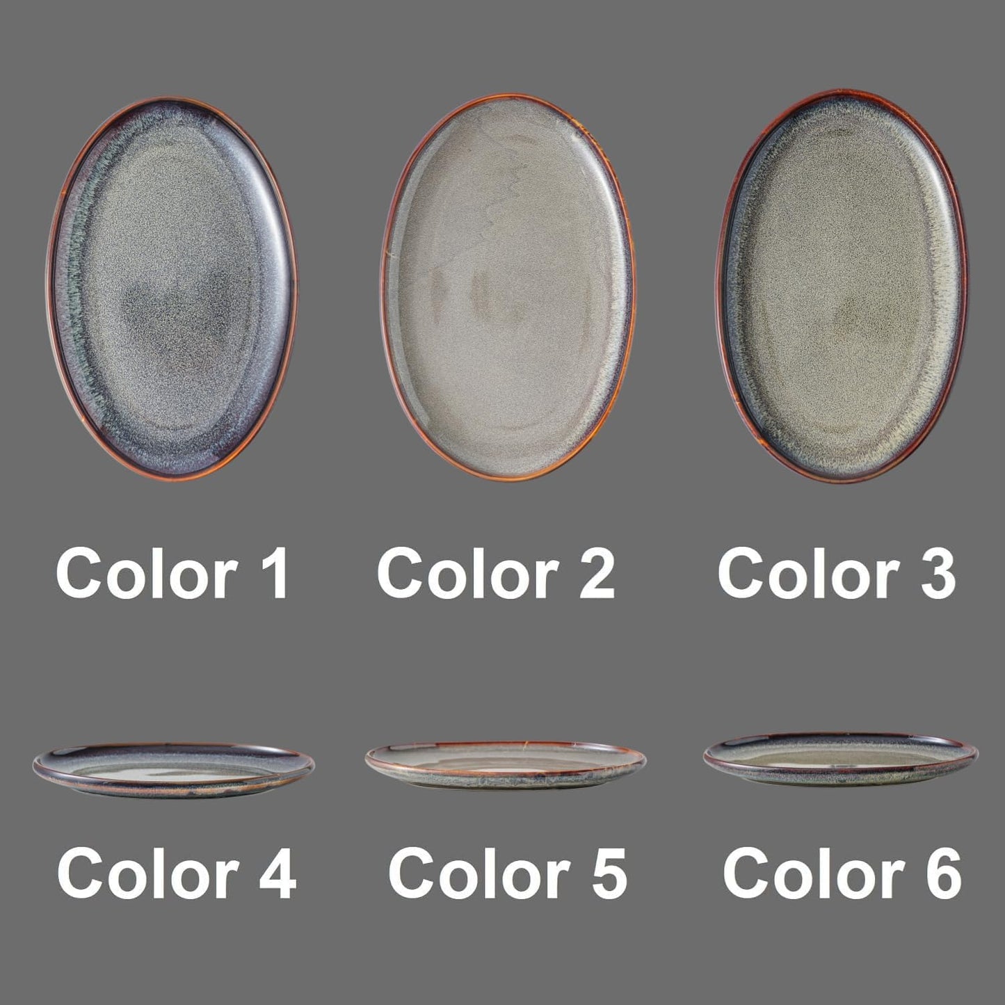 Ceramic Large Serving Platters- Set of 3 Oval Platters for Entertaining. Modern Kitchen Dishes for Dinner, Fruit, Salad, Turkey, etc. Oven, Dishwasher Safe, 15.75" / 13.75" /12",Caramel Brown