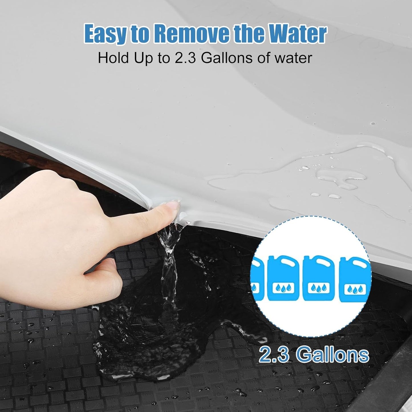 Under Sink Mat for Kitchen Waterproof, 28" x 19" Silicone Under Sink Liner Kitchen & Bathroom Cabinet Protector Mats, Heavy Duty Flexible Under Sink Drip Tray with Lip, Cool Grey