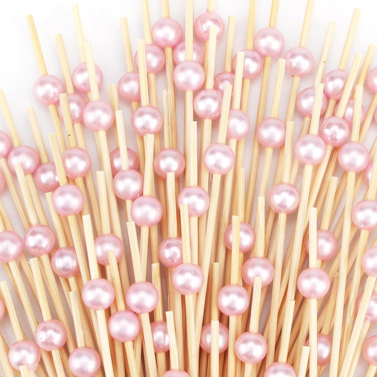 1000 PCS Pink Cocktail Toothpicks for Appetizers, Natural Bamboo Coctail Skewers Sticks, Pearl Decorative Cocktail Tooth Picks for Drinks, Fruit, Charcuterie, Wedding Food Party Fancy 4.7 Inch Long