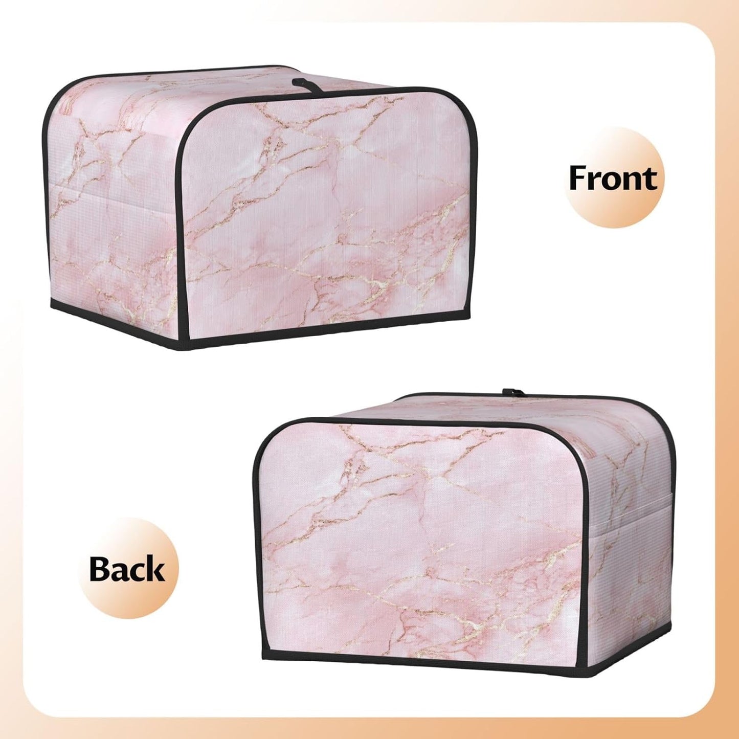 Toaster Cover 4 Slice Light Pink Marble Art Kitchen Small Appliance Covers with Pockets Dust and Fingerprint Protection