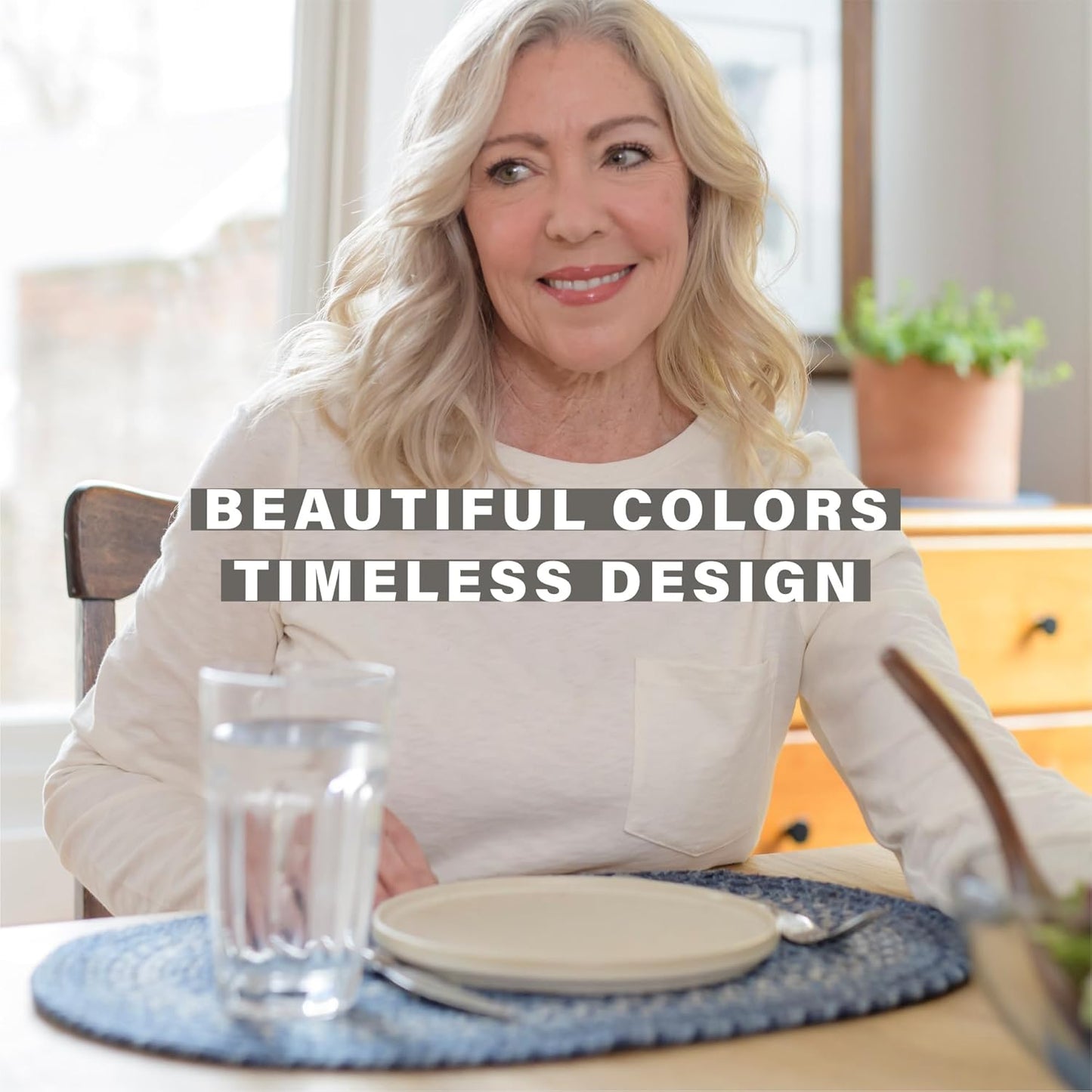 Homespice Denim Dining Placemats, Country Coastal Decor, Set of 6, Blue - 13x19 Rectangle Table Mats - Vibrant Colors, Durable, Easy to Clean and Protects Furniture