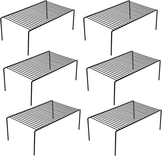 Cabinet Storage Shelf Rack Set of 6, Medium (13 x 9.4 inch) Rustproof Metal Wire Kitchen Cabinet Organizer and Storage, Cupboard Spice Shelf Rack for Plate, Dish, Counter & Pantry Organization