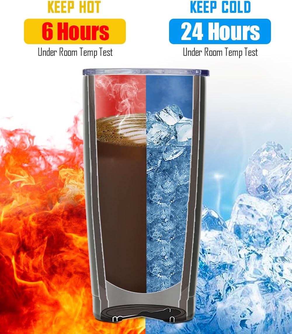 SUNWILL Travel Coffee Tumbler 20 oz, Insulated Mug with Lid, Stainless Steel Cup for Hot and Cold Drinks, Cool Grey