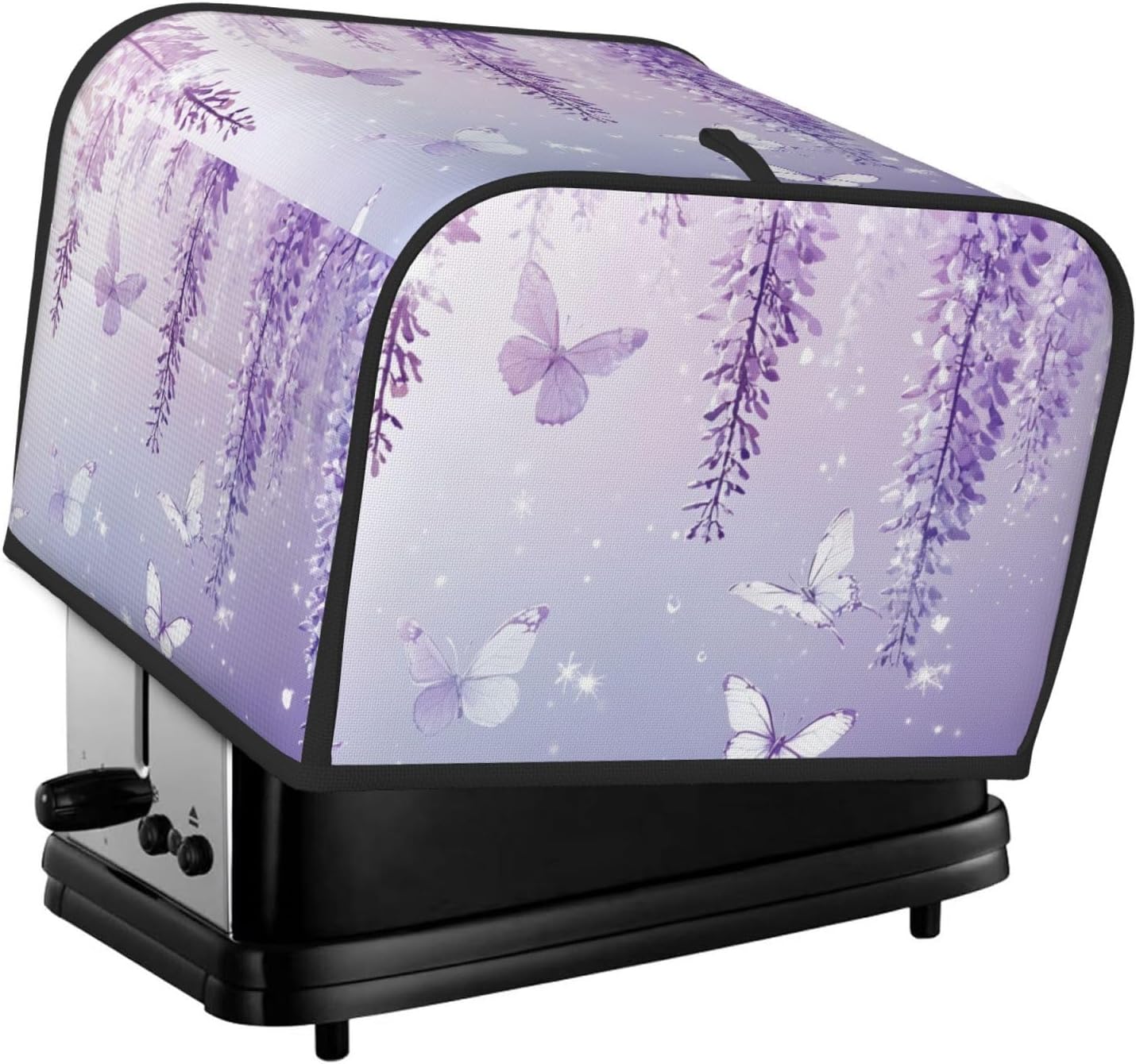 Toaster Cover 4 Slice Lavender Butterfly Light Purple Flower Kitchen Small Appliance Covers with Pockets Dust and Fingerprint Protection