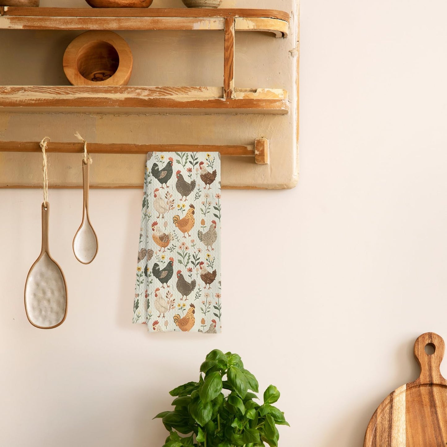 Farmhouse Chicken Rooster Kitchen Towels, Chicken Dish Towels, Rooster Decor Hand Towel for Bathroom Kitchen Decor, Cock Mom Lady Gifts, 16x24 Inch