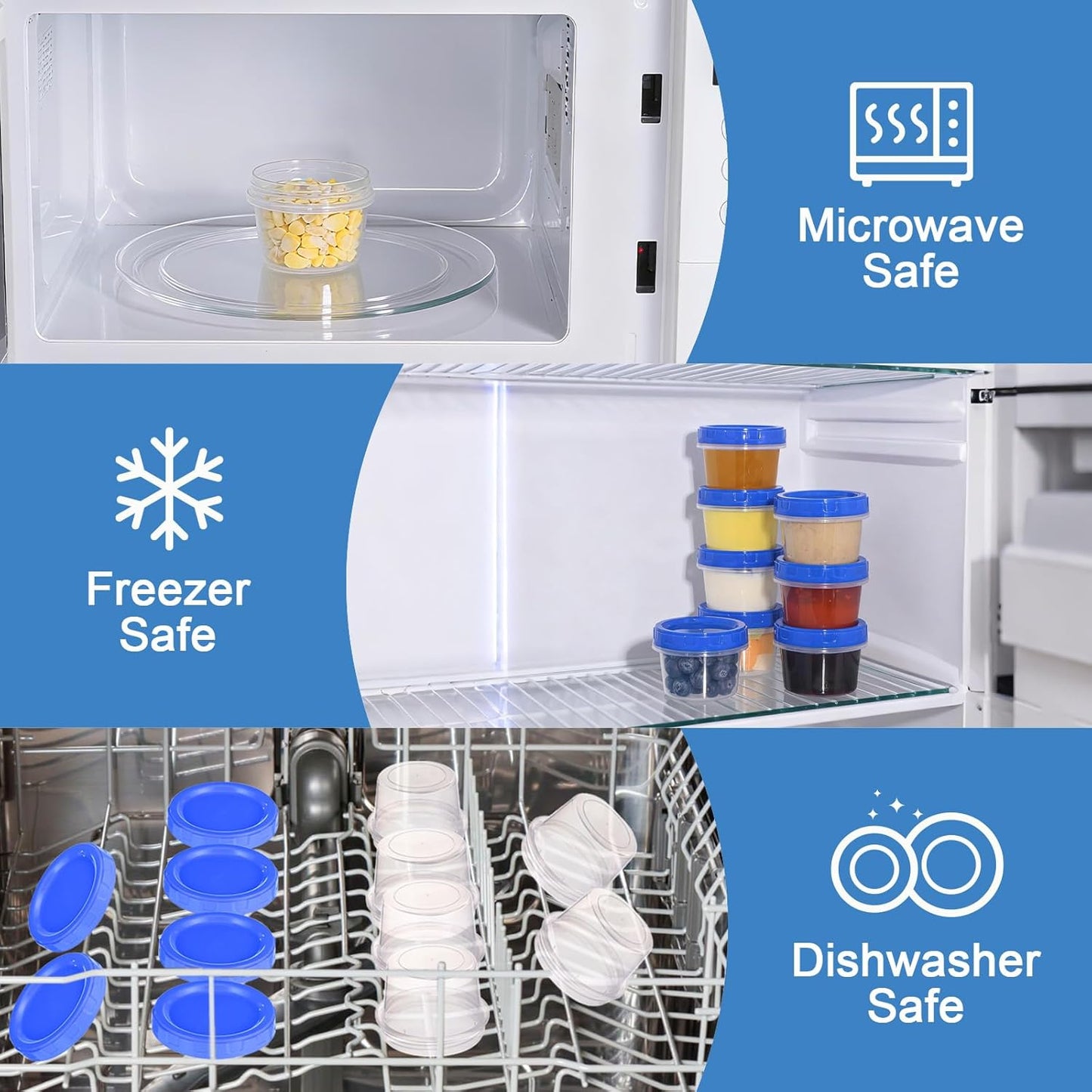 12 Pcs 4 oz Plastic Containers with Screw Lids, Reusable 1/2 Cup Small Food Storage Containers, Airtight Freezer Containers, Microwave & Dishwasher Safe, with Pen and Brush