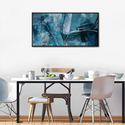 YDYSUNE Abstract Wall Art - Teal Canvas Wall Decor,Fan Art Large Picture for Living Room Bedroom Framed Painting Artwork Decoration Size 20x40Inches