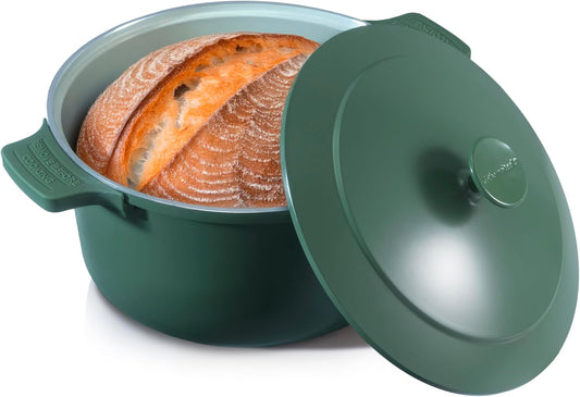 Gotham Steel 5 Qt Lightweight Dutch Oven Pot with Lid & Holders, Ceramic Non Toxic, Oven Safe & Even Heat Retaining Dutch Oven for Bread Baking Sourdough, Soup, Casserole, 70% Lighter than Cast Iron