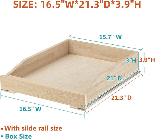 ROOMTEC Pull Out Cabinet Organizer with Soft Close, 16-1/2" W x 21" D, Pull Out Cabinet Drawer for Kitchen cabinets, Pull Out Cabinet Shelf, Finished, Bottom Assembly, 2PCS