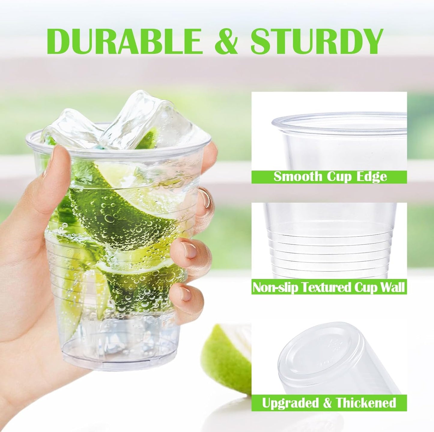 12 oz Clear Plastic Cups 300 Pack, Disposable Cups,Party Drinking Cup, Cups for Party, Graduation, Travel, Holiday, Events