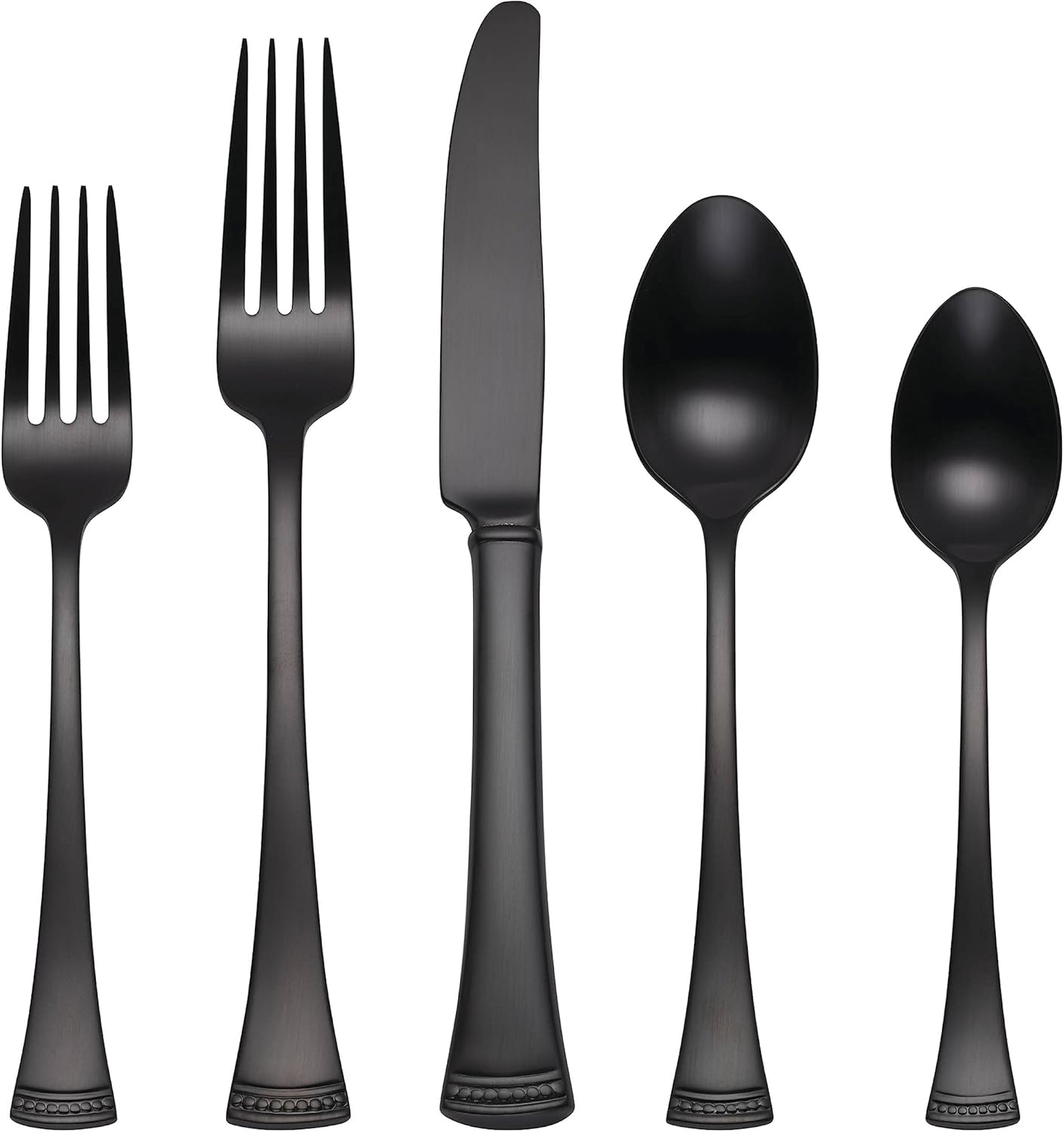 Lenox Portola Satin Black Piece Flatware Set, 20 Count, Metallic