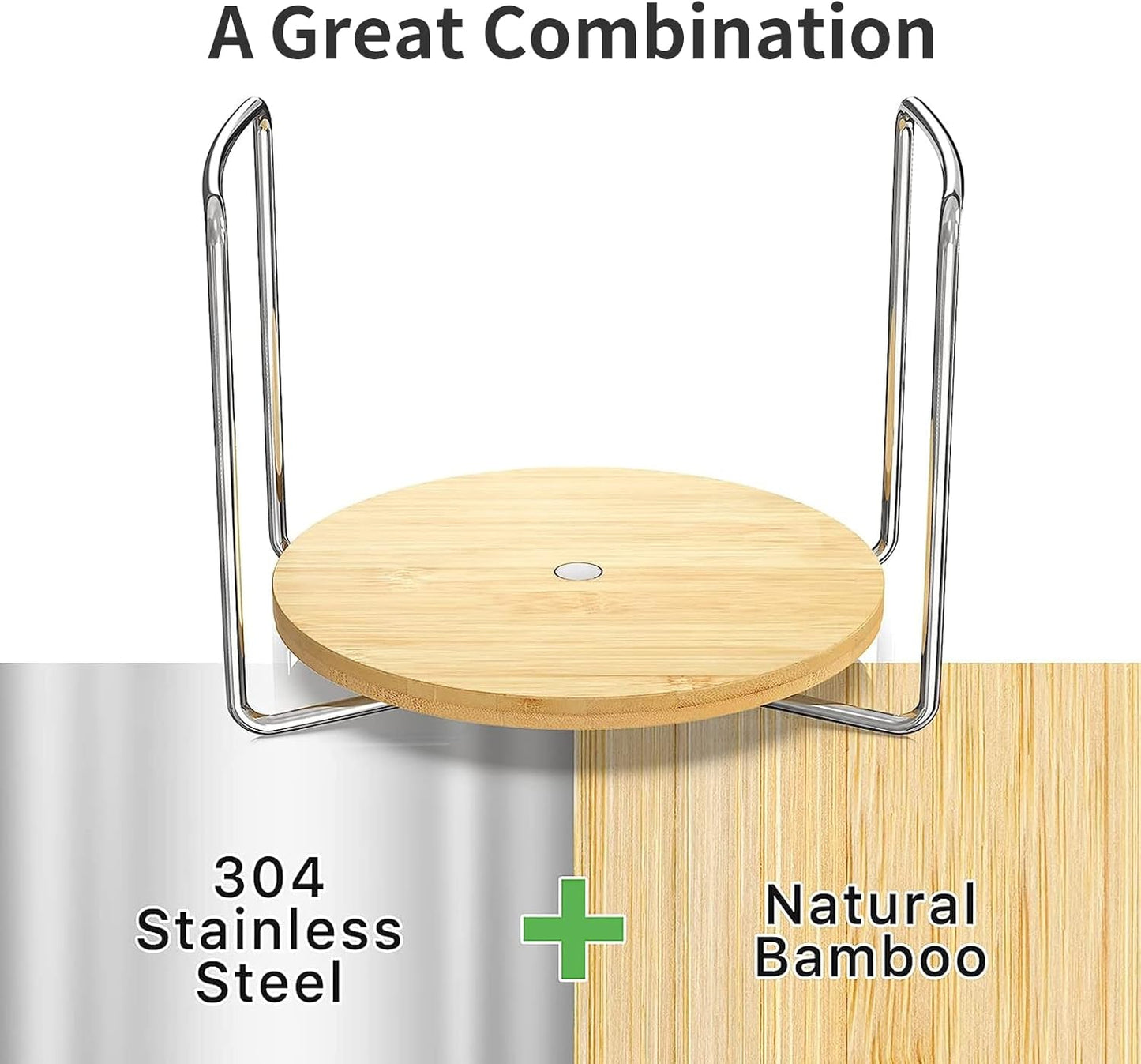 Wisuce Dish Racks for Kitchen Countertop Organizer - Bamboo Plate Holder Adjustable Size | Stainless Steel 304 Portable Handle for Kitchen Drawer Countertop Cupboard Shelf