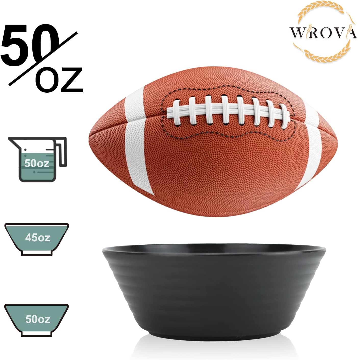 Wrova Wheat Straw Bowl Sets,6 PCS Unbreakable Big Cereal Bowl 50 OZ,Microwave and Dishwasher Safe Bowls,Large Salad Bowls for Camping,Picnic,Apartment,Dorm,RV (Classic Series)