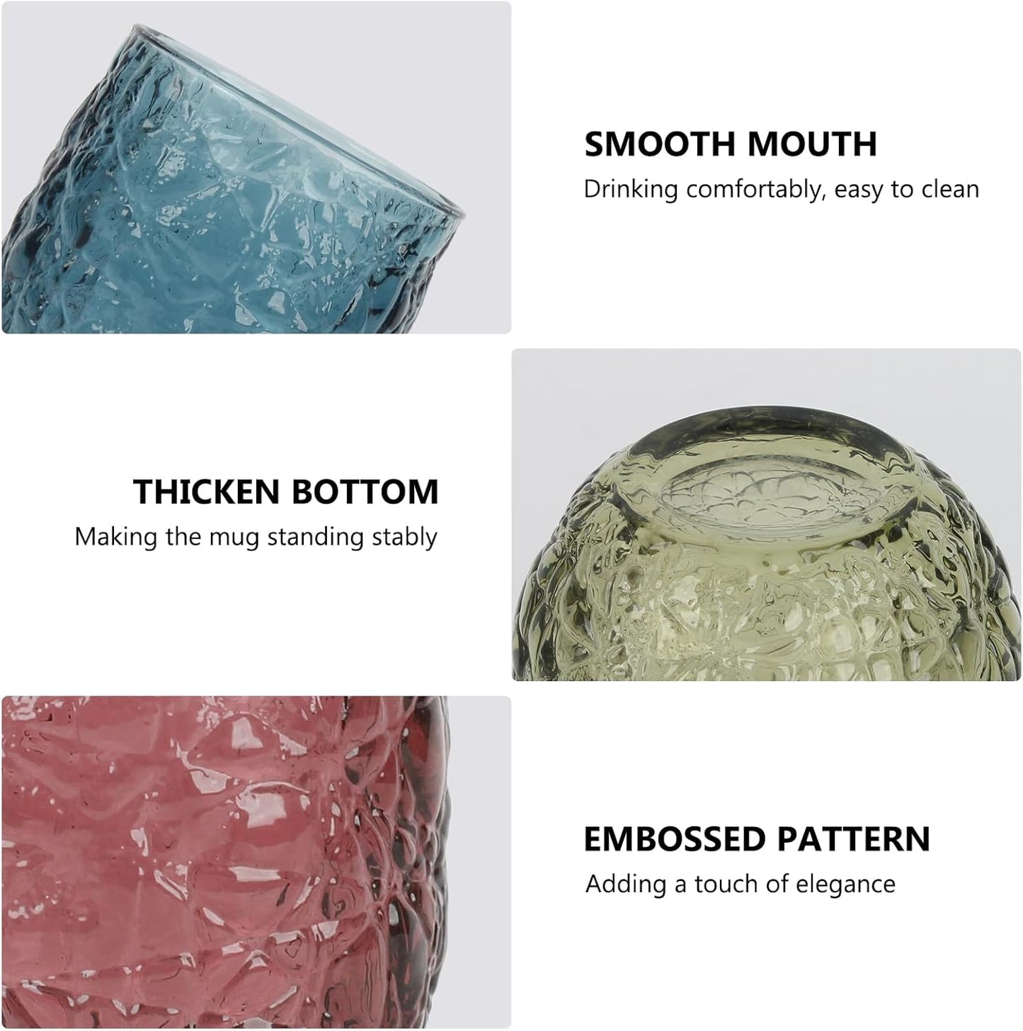 Colored Glasses Drinking Set of 6, 12oz Vintage Drinking Glasses, Drinking Glasses for Cocktail, Beer, Wine, Whiskey, Water & Juice Drinkware (Lce Cracks 6PCS)