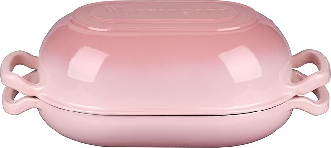 Enameled Cast Iron Sourdough Bread Oven, Dutch Oven, Loaf Cast Iron Bread Pan for Homemade Bread Baking, Meatloaf Pan with Lid, 5QT, Pink