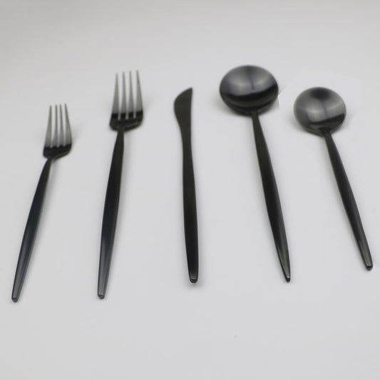20-Pieces Luxury Black 18/10 Stainless Steel Flatware Set, Matte Finsh, Service for 4
